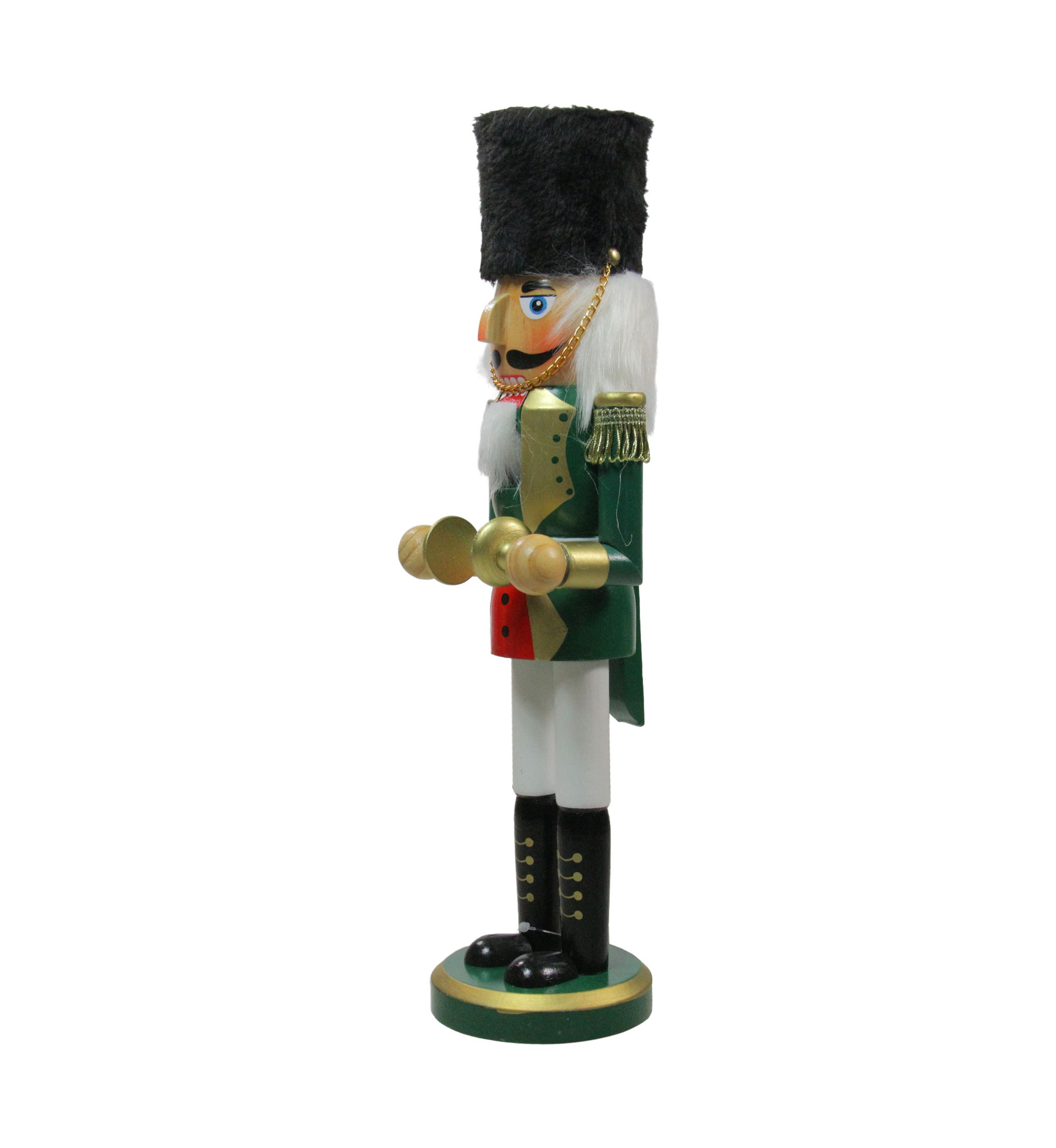 14Inch Green and White Cymbalist Christmas Nutcracker