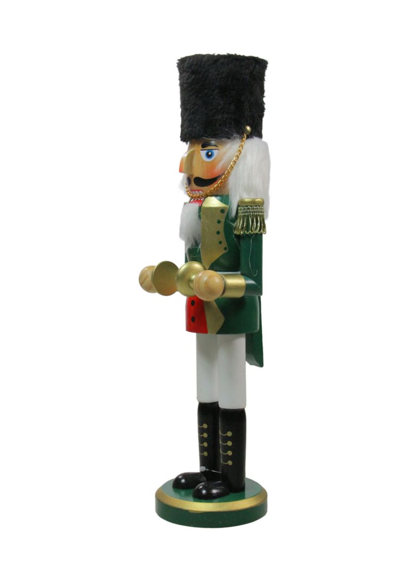 14Inch Green and White Cymbalist Christmas Nutcracker
