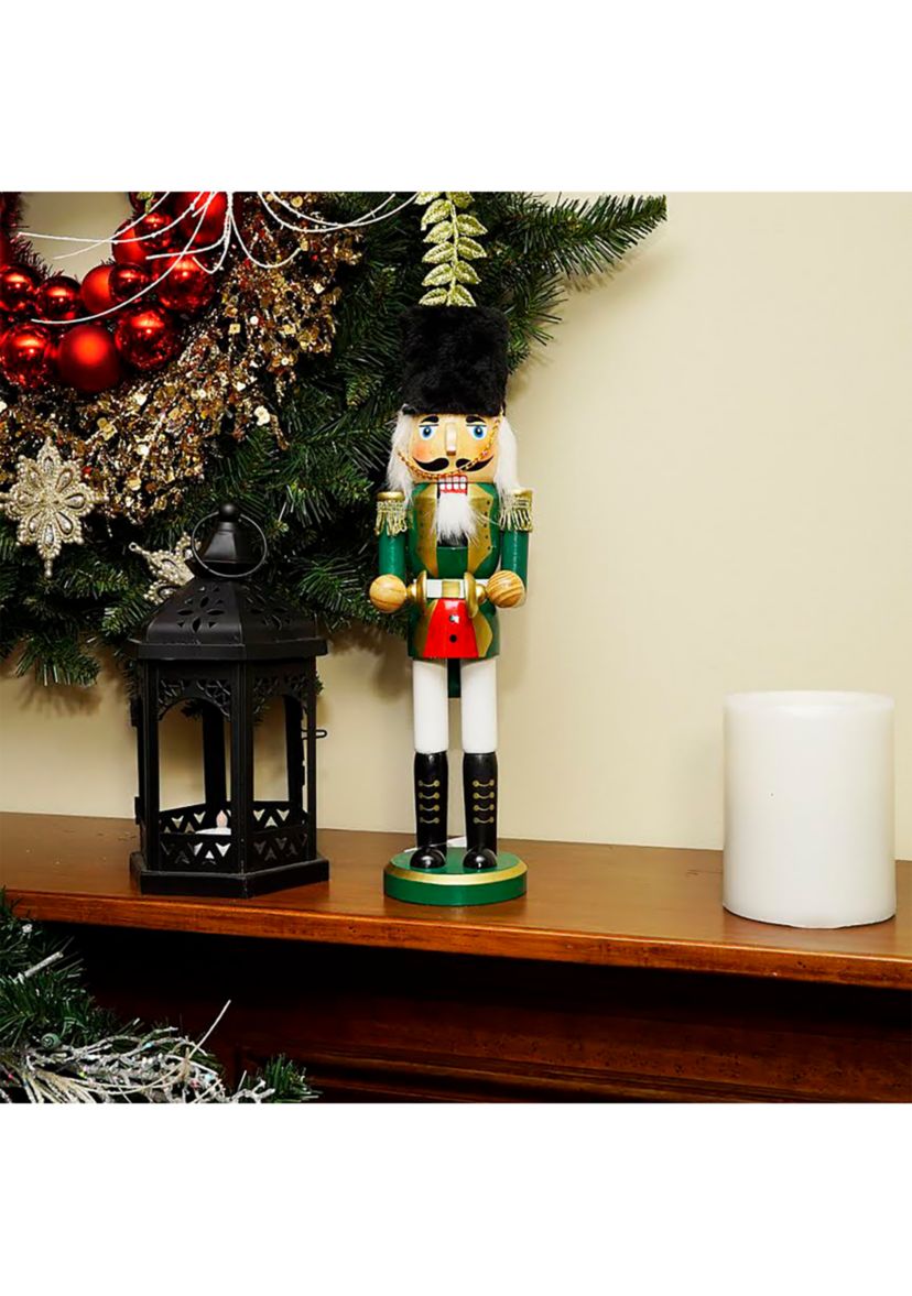 14Inch Green and White Cymbalist Christmas Nutcracker