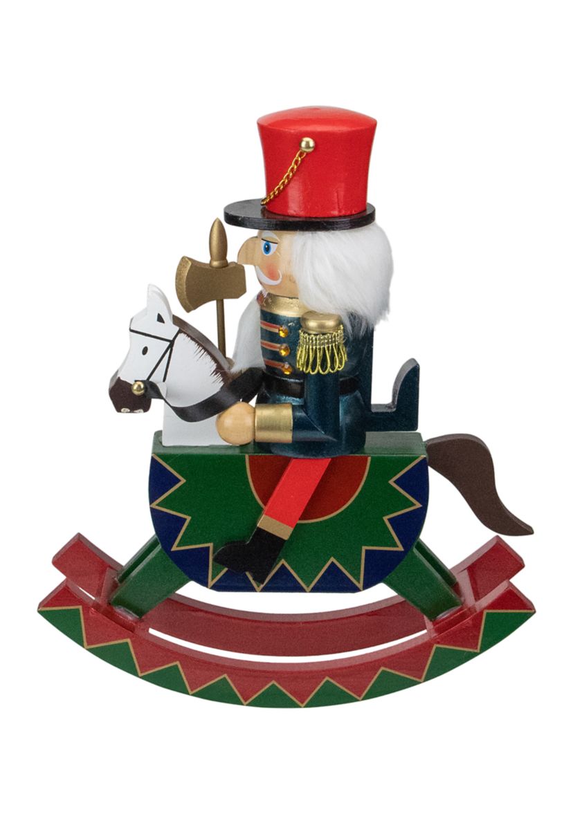 11.5 Red and Blue Christmas Nutcracker Soldier on Rocking Horse