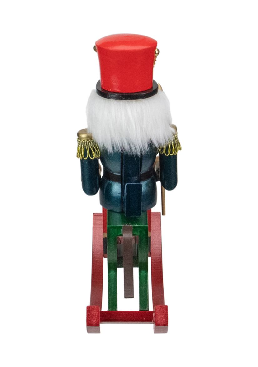 11.5 Red and Blue Christmas Nutcracker Soldier on Rocking Horse