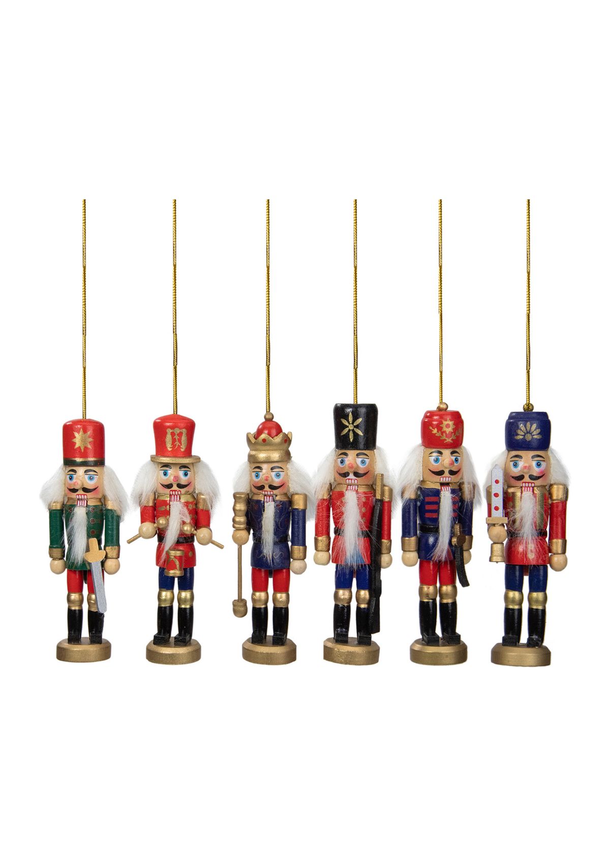 6-Count Red and Blue Classic Nutcracker Christmas Ornaments - 5.25 Inches