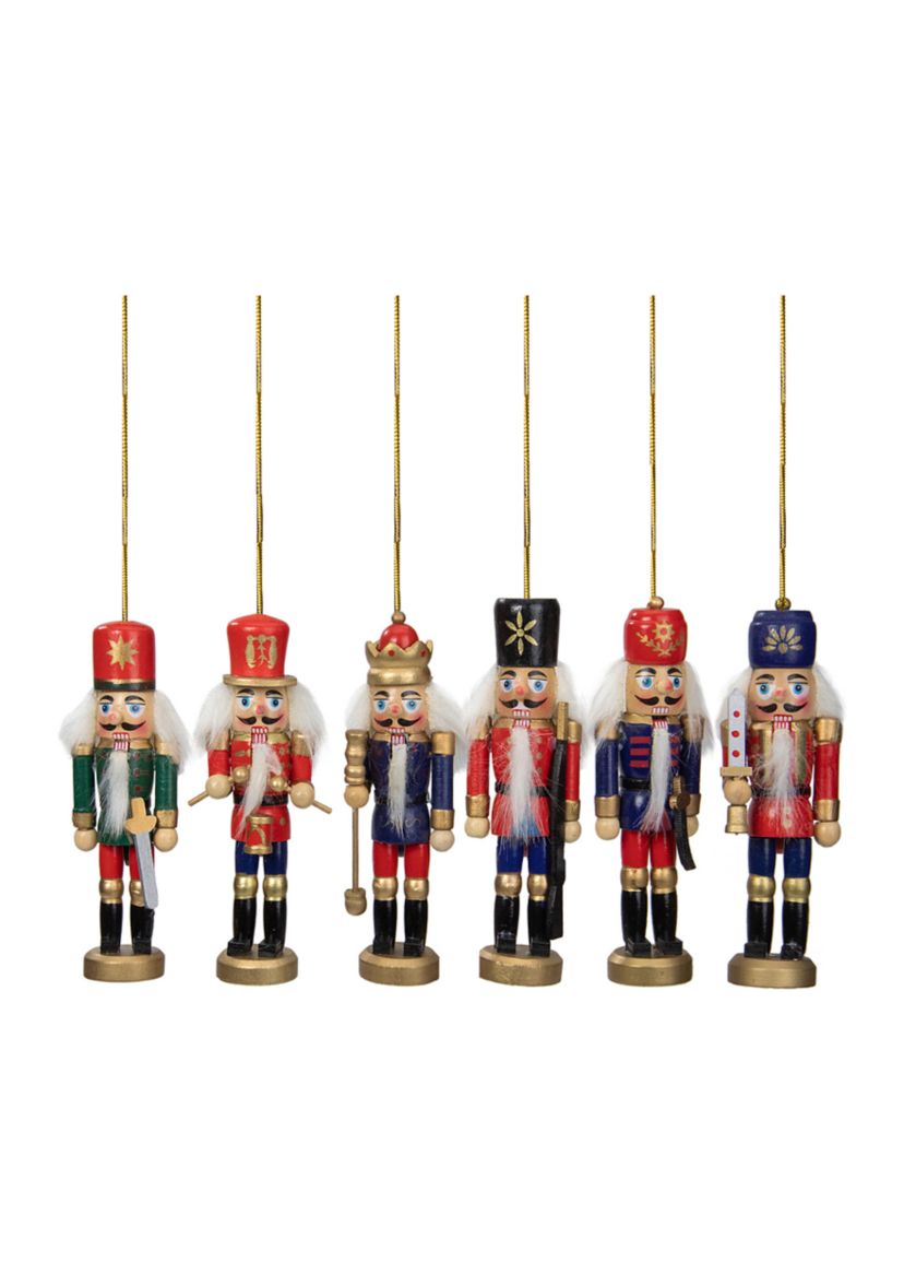6-Count Red and Blue Classic Nutcracker Christmas Ornaments - 5.25 Inches