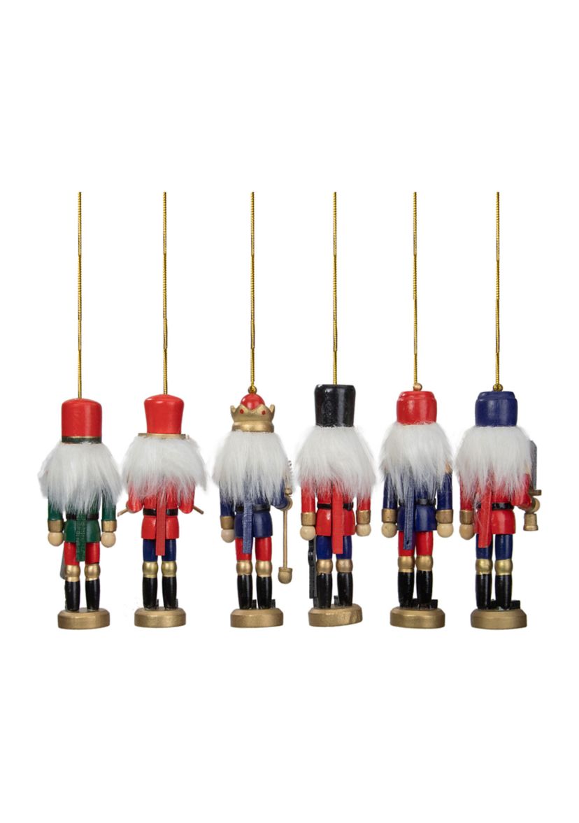 6-Count Red and Blue Classic Nutcracker Christmas Ornaments - 5.25 Inches