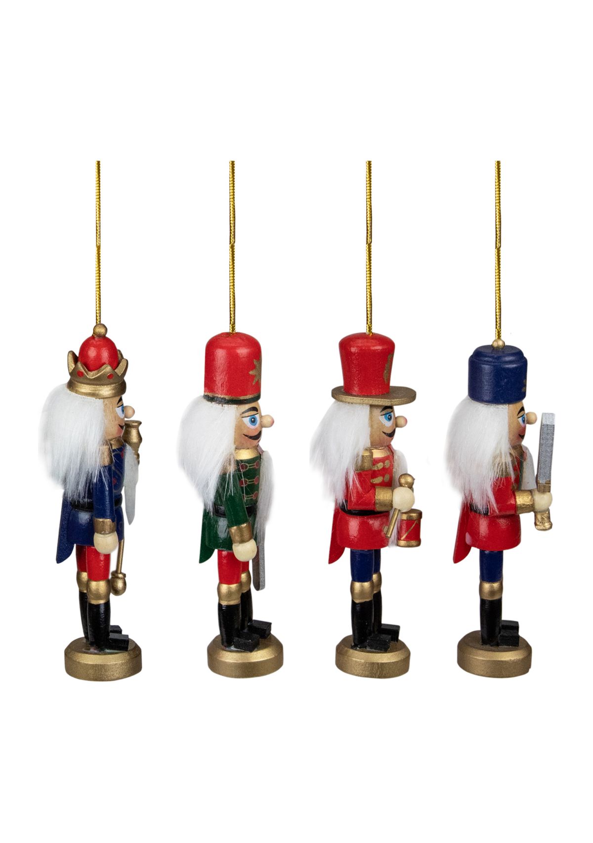Set of 4 Red and Green Christmas Nutcracker Ornaments - 5Inch