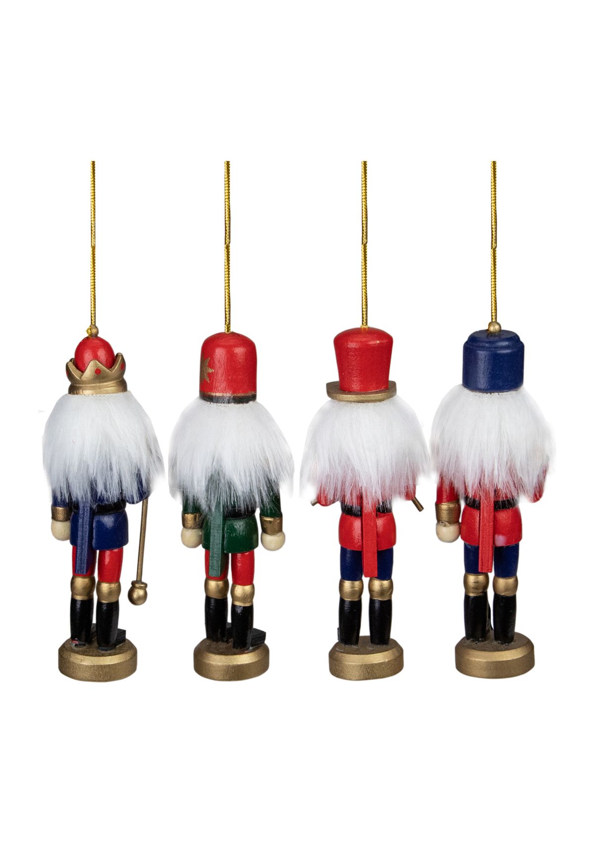 Set of 4 Red and Green Christmas Nutcracker Ornaments - 5Inch