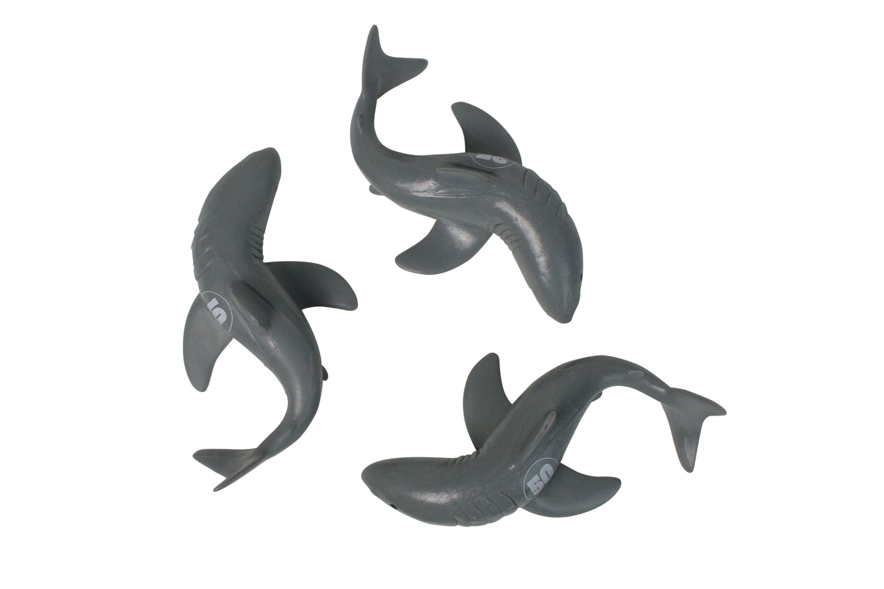 Set of 3 Gray and White Shark Frenzy Swimming Pool Dive Toys - 7"