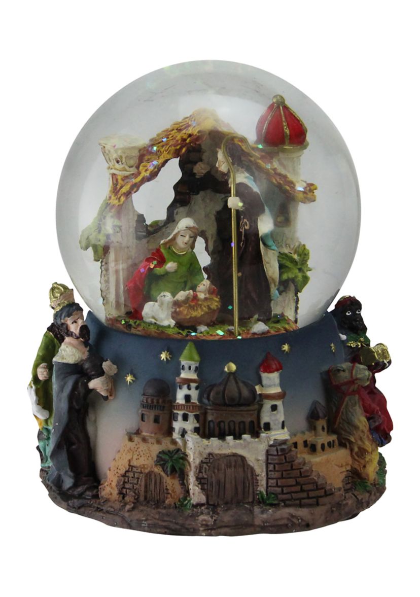 5.75Inch Nativity Manger Scene Religious Christmas Musical Snow Globe