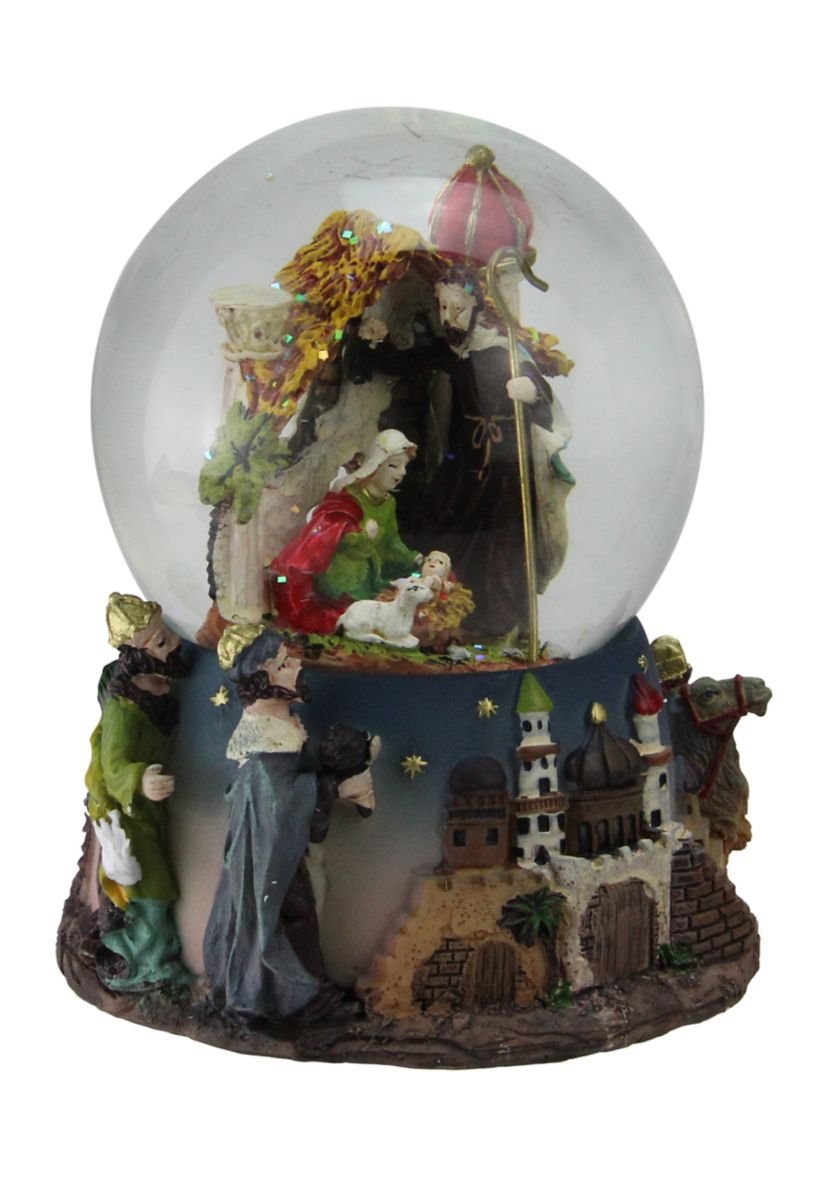 5.75Inch Nativity Manger Scene Religious Christmas Musical Snow Globe