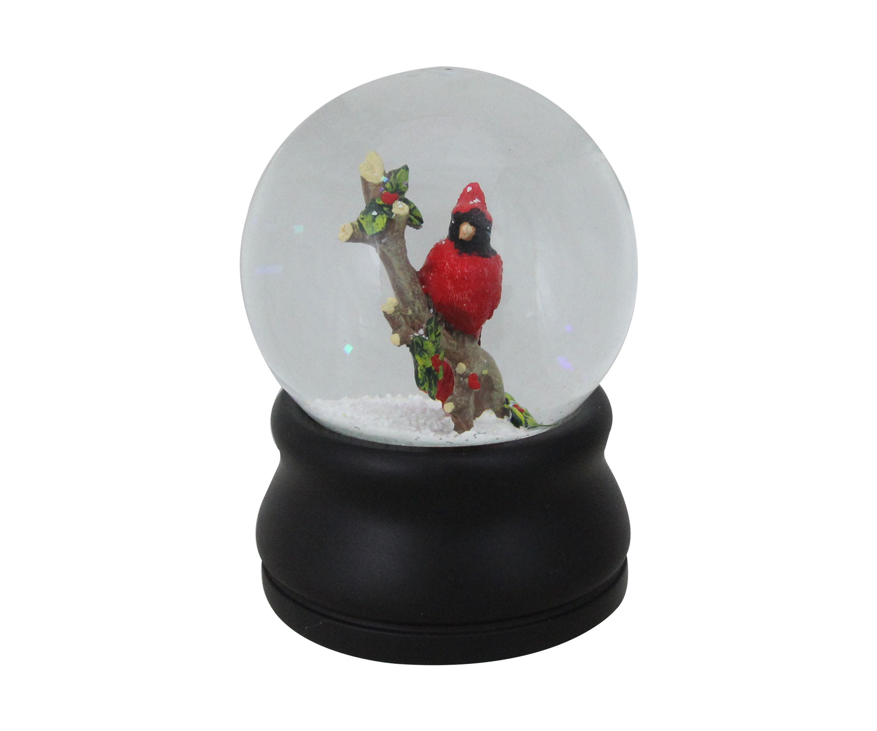 5.75Inch Red Cardinal on Branch Musical Christmas Snow Globe