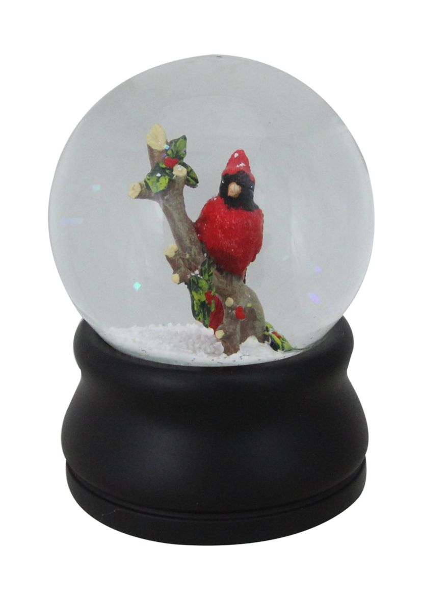 5.75Inch Red Cardinal on Branch Musical Christmas Snow Globe