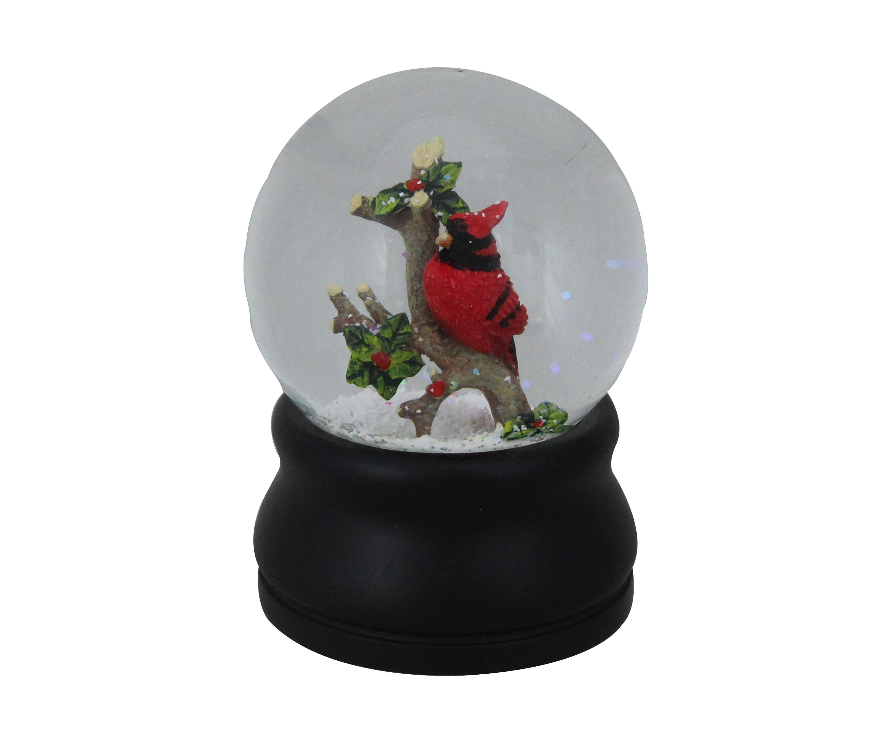 5.75Inch Red Cardinal on Branch Musical Christmas Snow Globe