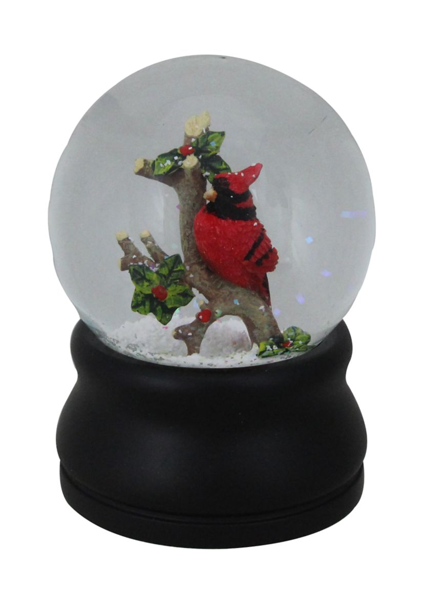 5.75Inch Red Cardinal on Branch Musical Christmas Snow Globe