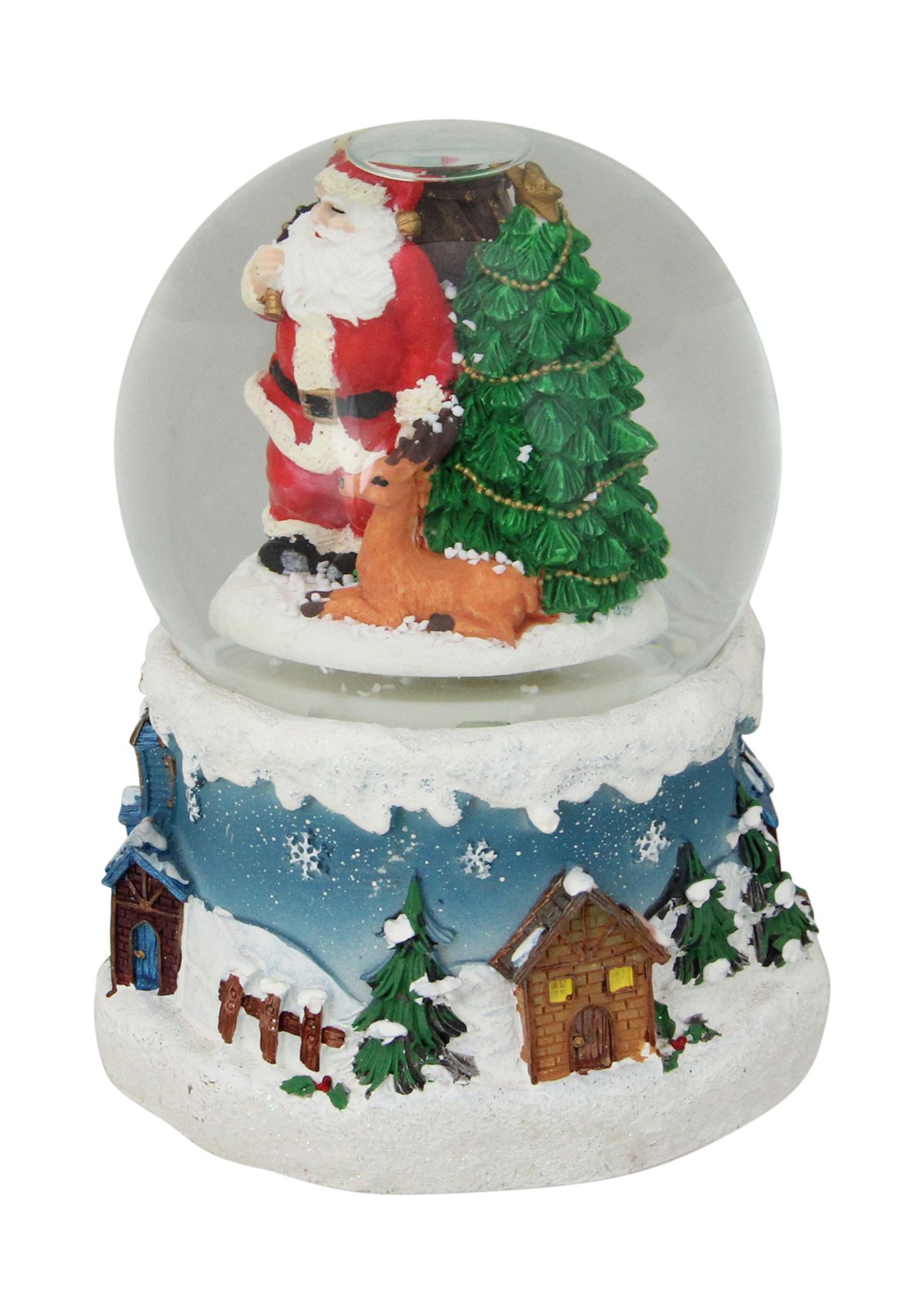 5.5Inch Santa Claus with Christmas Tree and Reindeer Musical Snow Globe