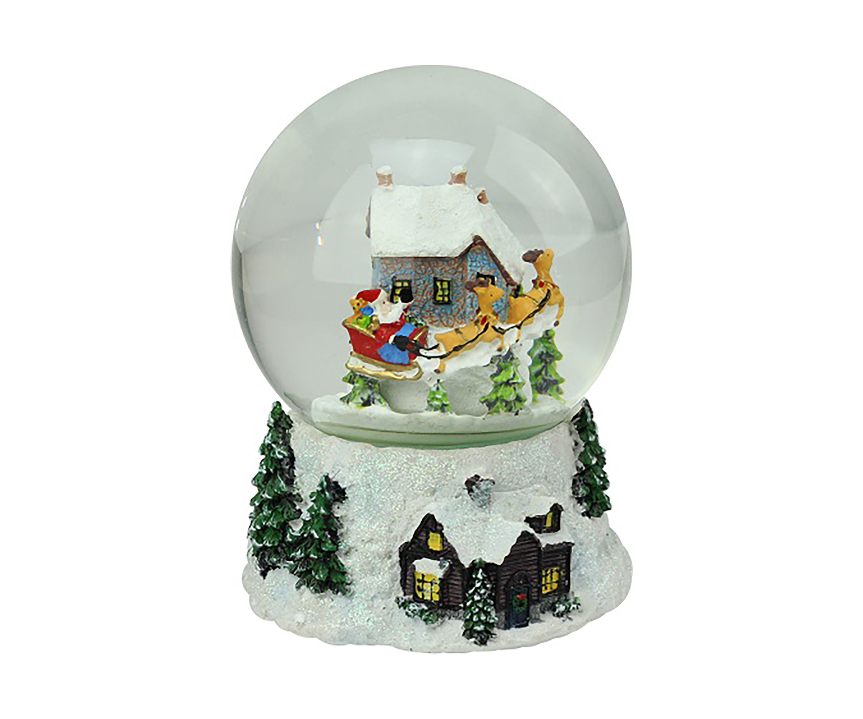 6.75Inch Musical and Animated Santa and Reindeer Rotating Christmas Water Globe