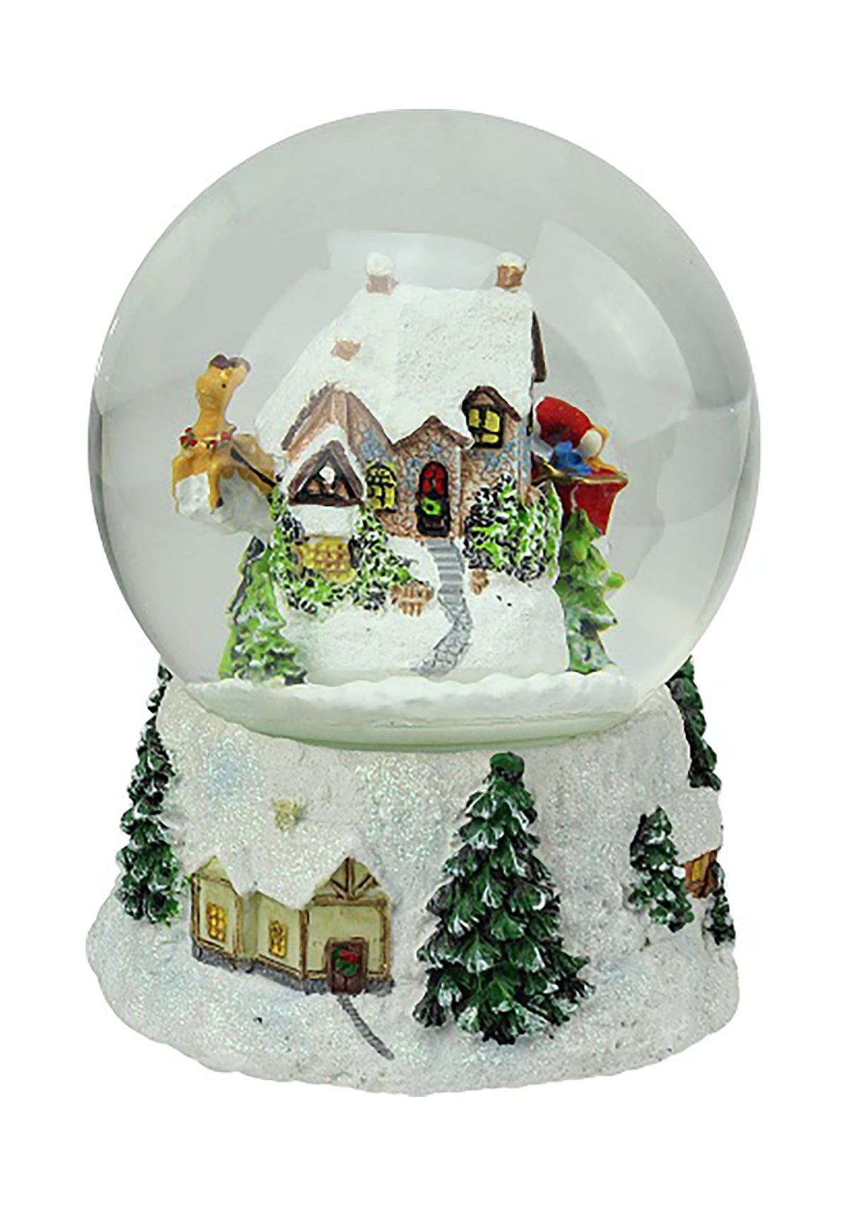 6.75Inch Musical and Animated Santa and Reindeer Rotating Christmas Water Globe