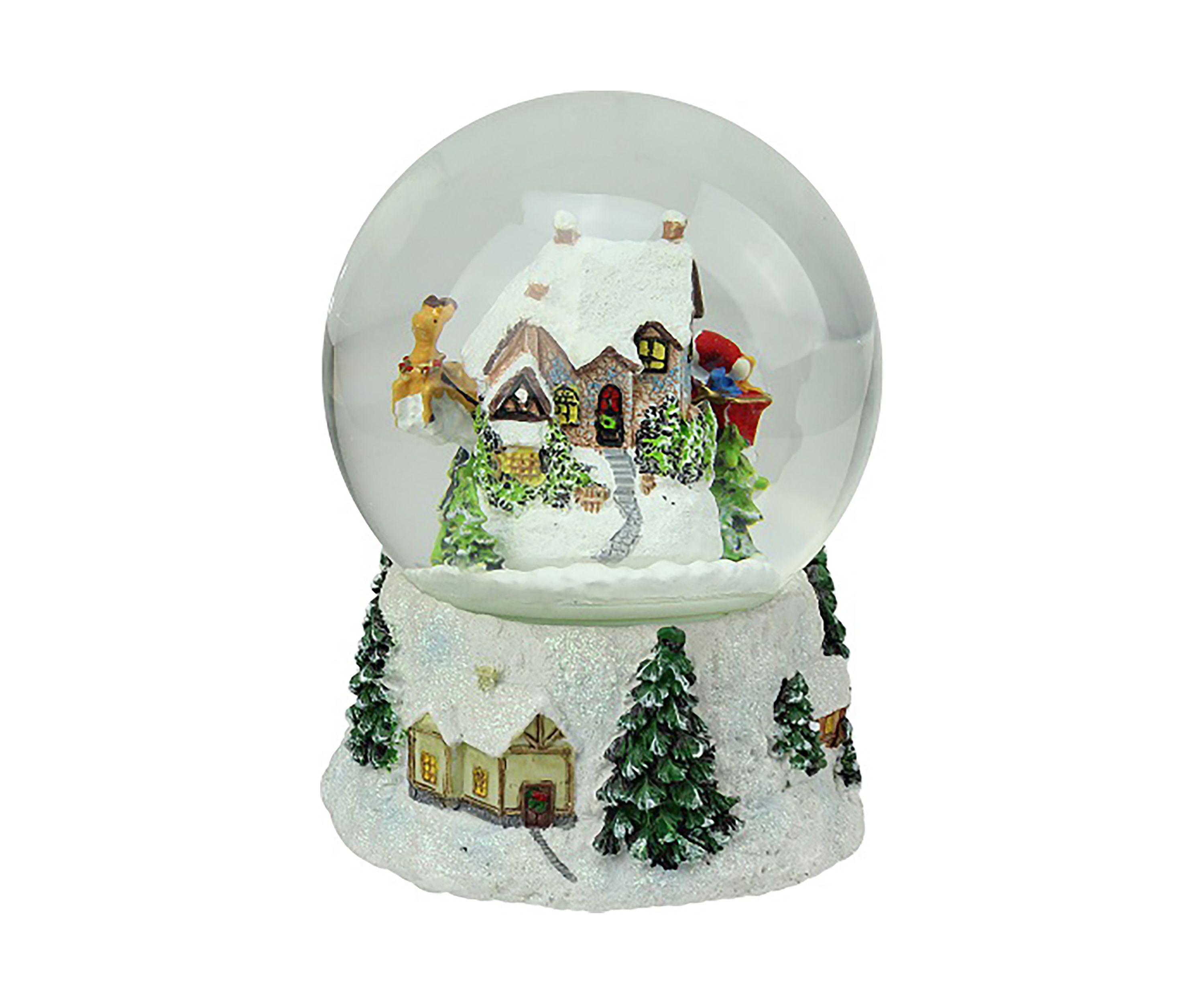 6.75Inch Musical and Animated Santa and Reindeer Rotating Christmas Water Globe