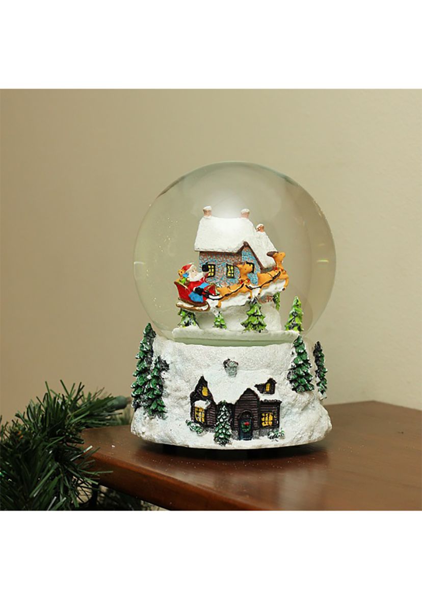 6.75Inch Musical and Animated Santa and Reindeer Rotating Christmas Water Globe