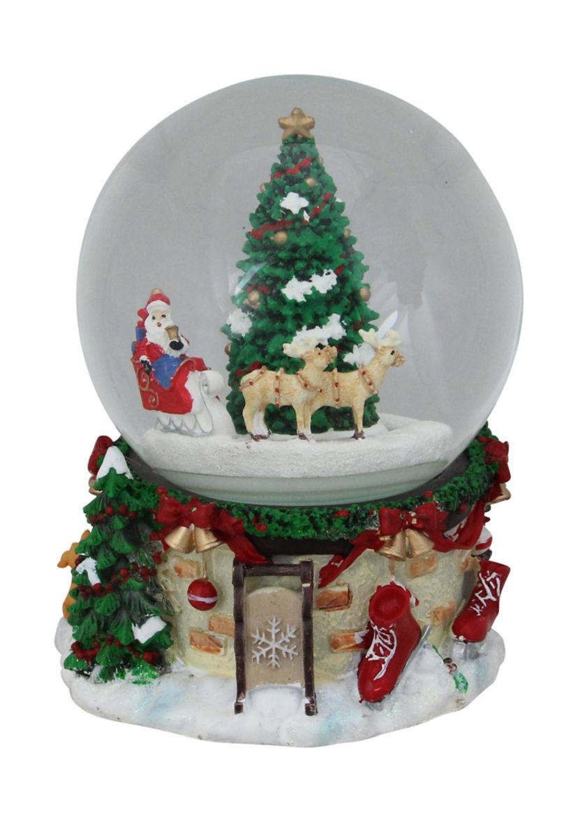 6.5Inch Musical and Animated Santa on Sleigh Rotating Christmas Snow Globe