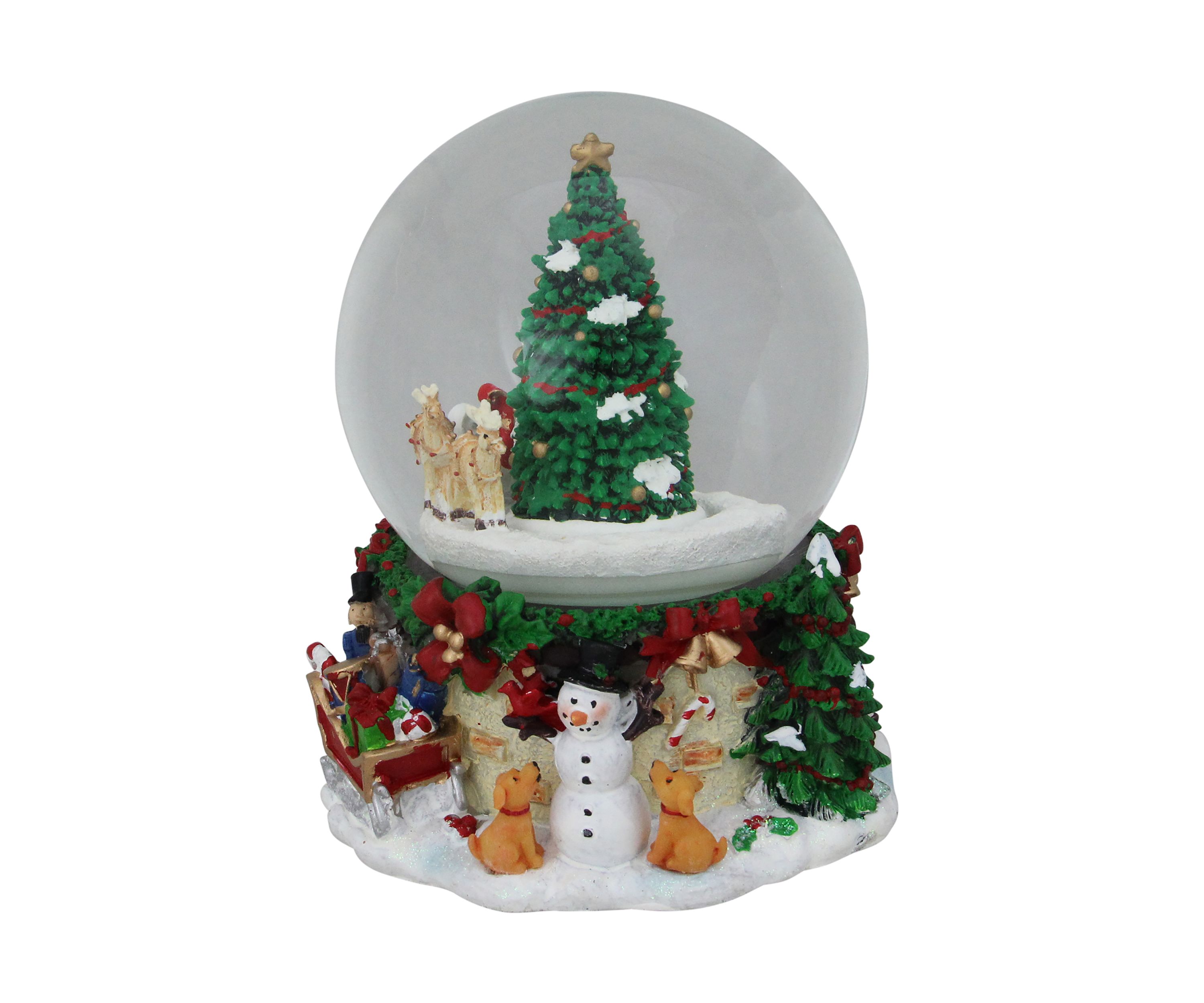6.5Inch Musical and Animated Santa on Sleigh Rotating Christmas Snow Globe