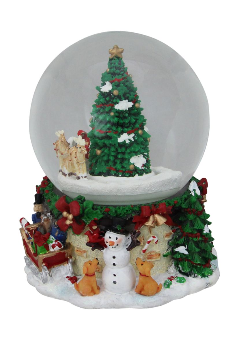 6.5Inch Musical and Animated Santa on Sleigh Rotating Christmas Snow Globe