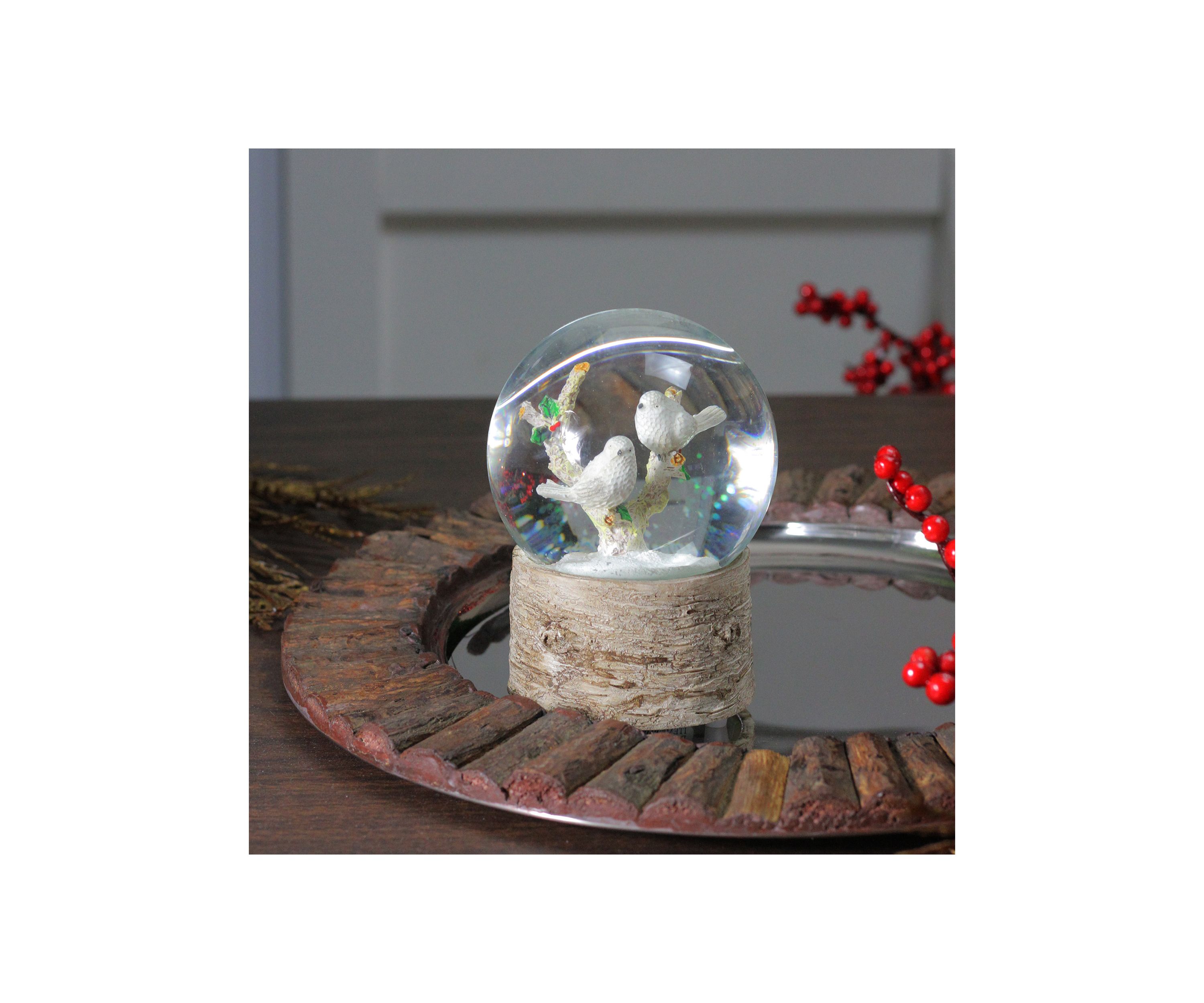5Inch White Doves on a Branch Musical Christmas Snow Globe