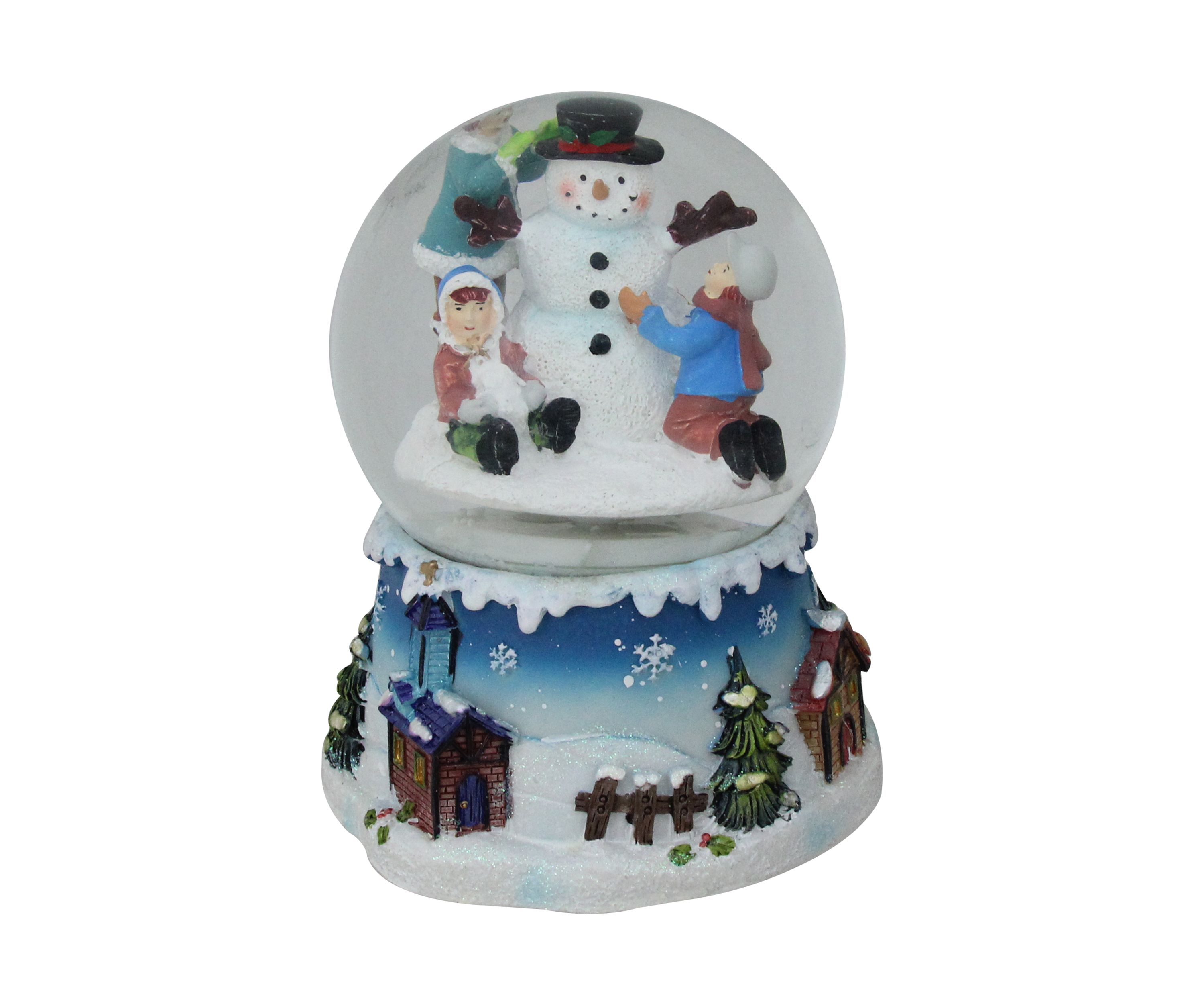 5.75Inch Children Building Snowman Musical Christmas Snow Globe