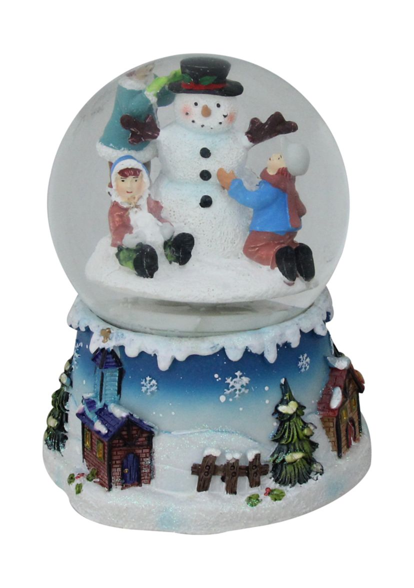 5.75Inch Children Building Snowman Musical Christmas Snow Globe