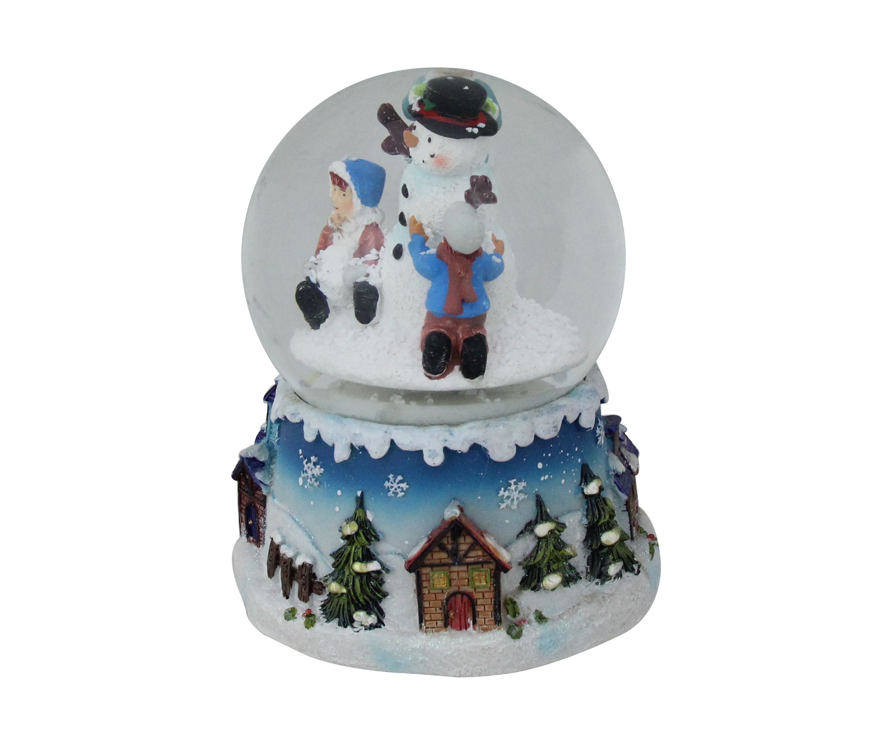 5.75Inch Children Building Snowman Musical Christmas Snow Globe