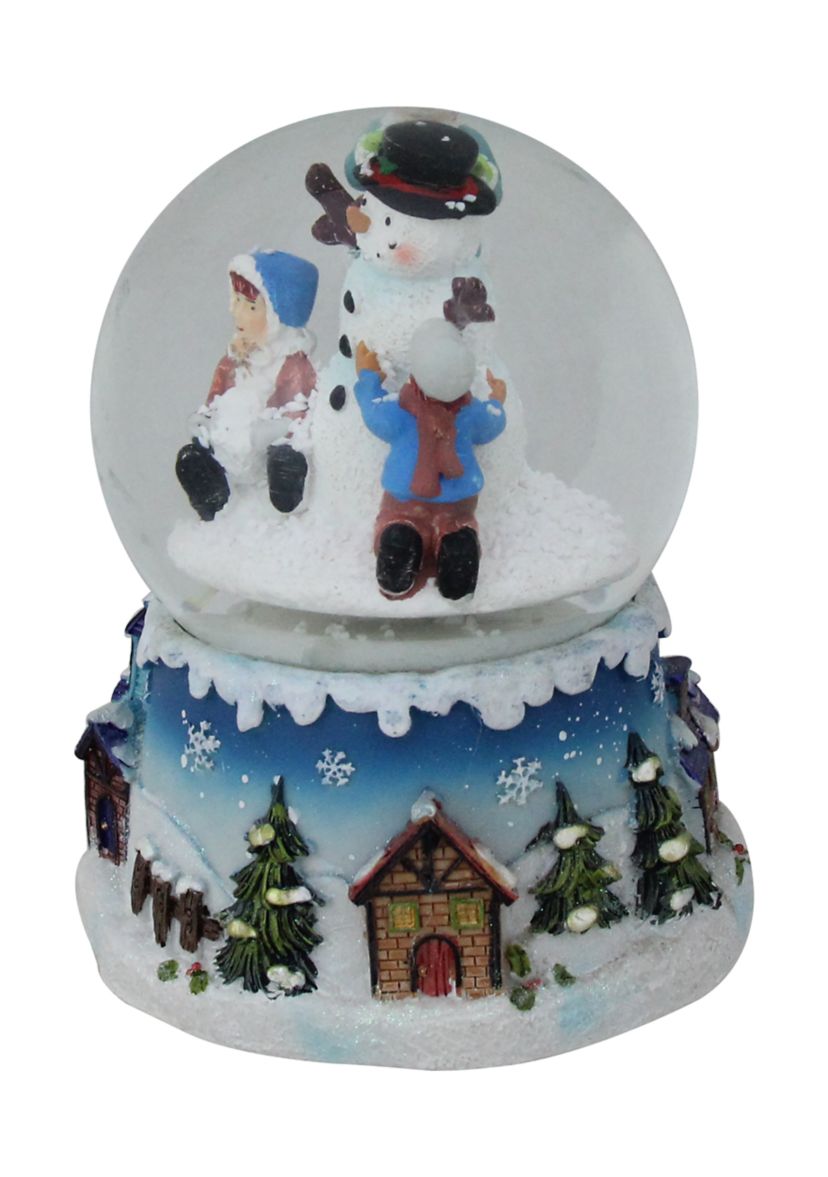 5.75Inch Children Building Snowman Musical Christmas Snow Globe