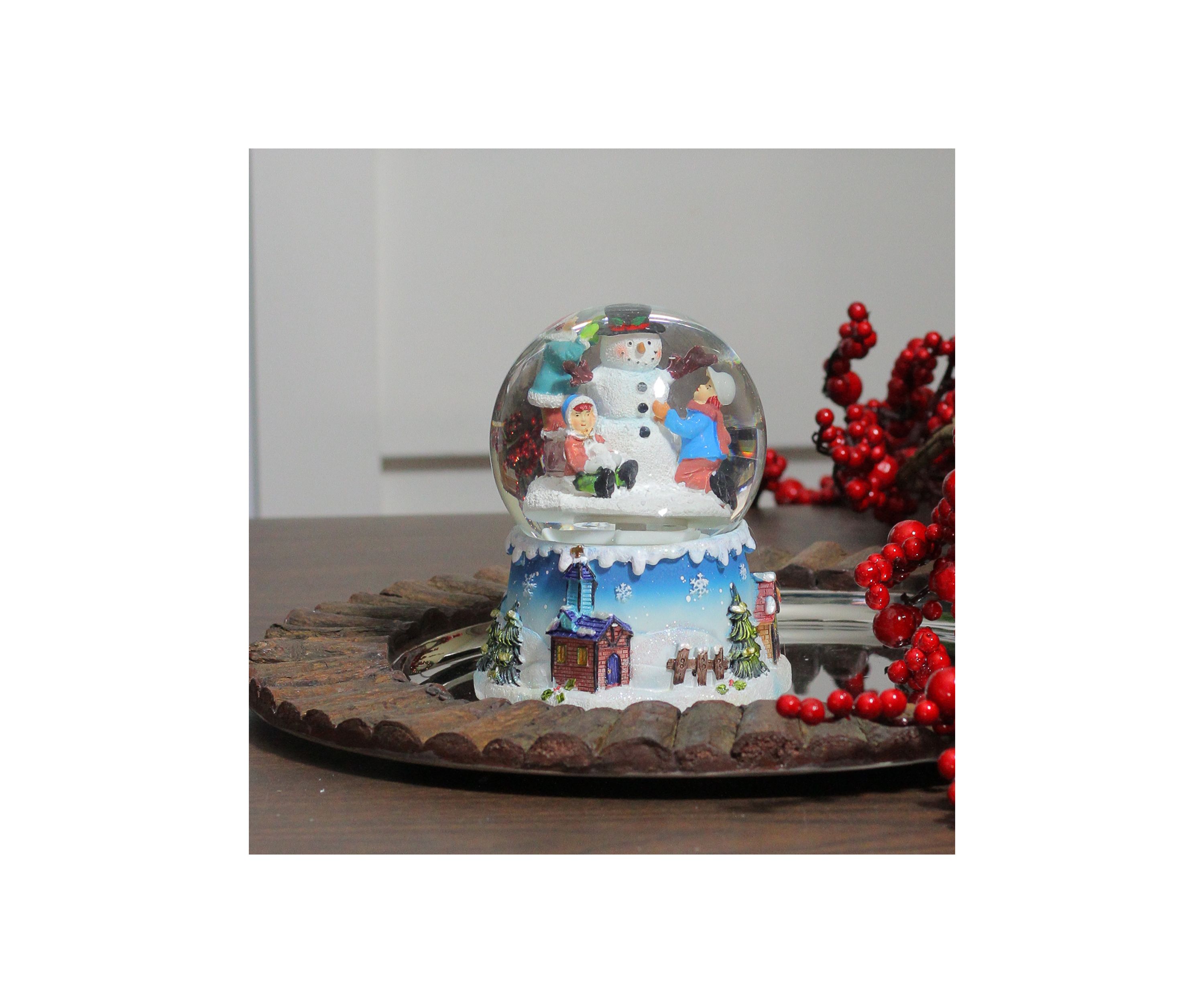 5.75Inch Children Building Snowman Musical Christmas Snow Globe