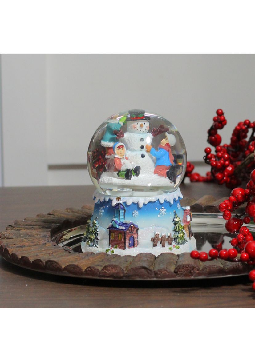 5.75Inch Children Building Snowman Musical Christmas Snow Globe