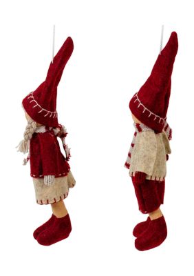 8" Boy and Girl Hanging Doll Christmas Ornaments - Set of 2