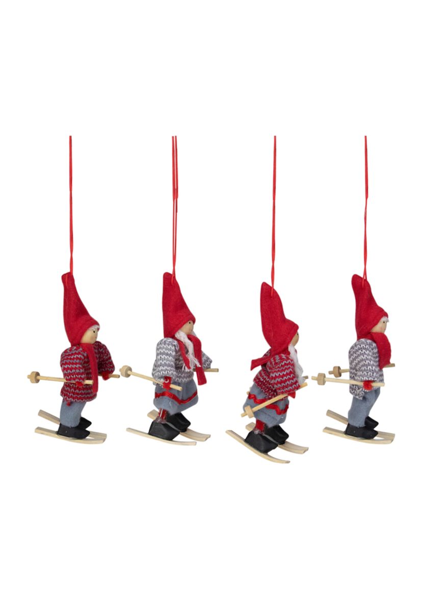 Set of 4 Colorful Holiday Skiing Kids Christmas Ornament Decorations 6"