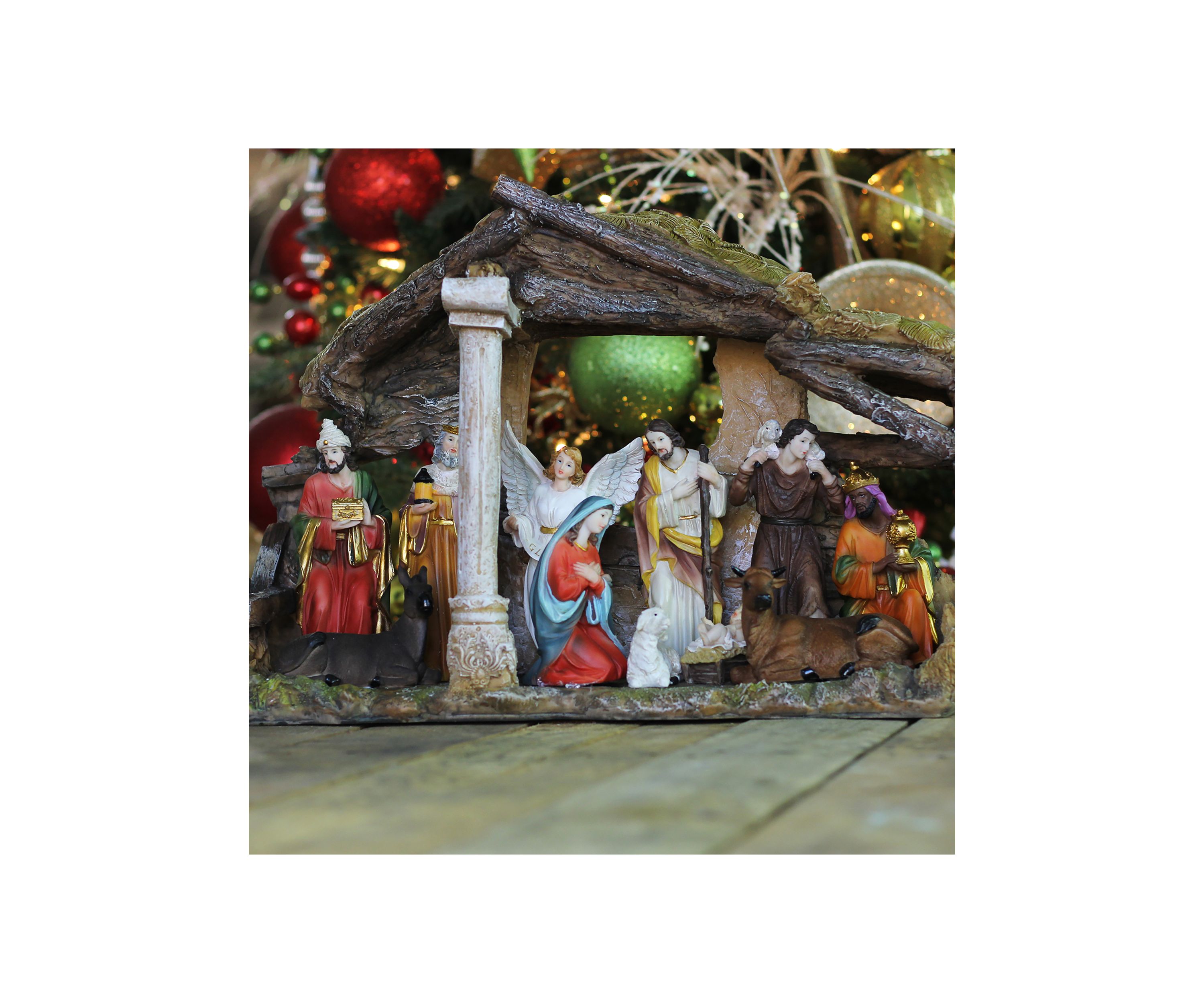 18Inch Traditional Religious Christmas Nativity with Stable House Decoration