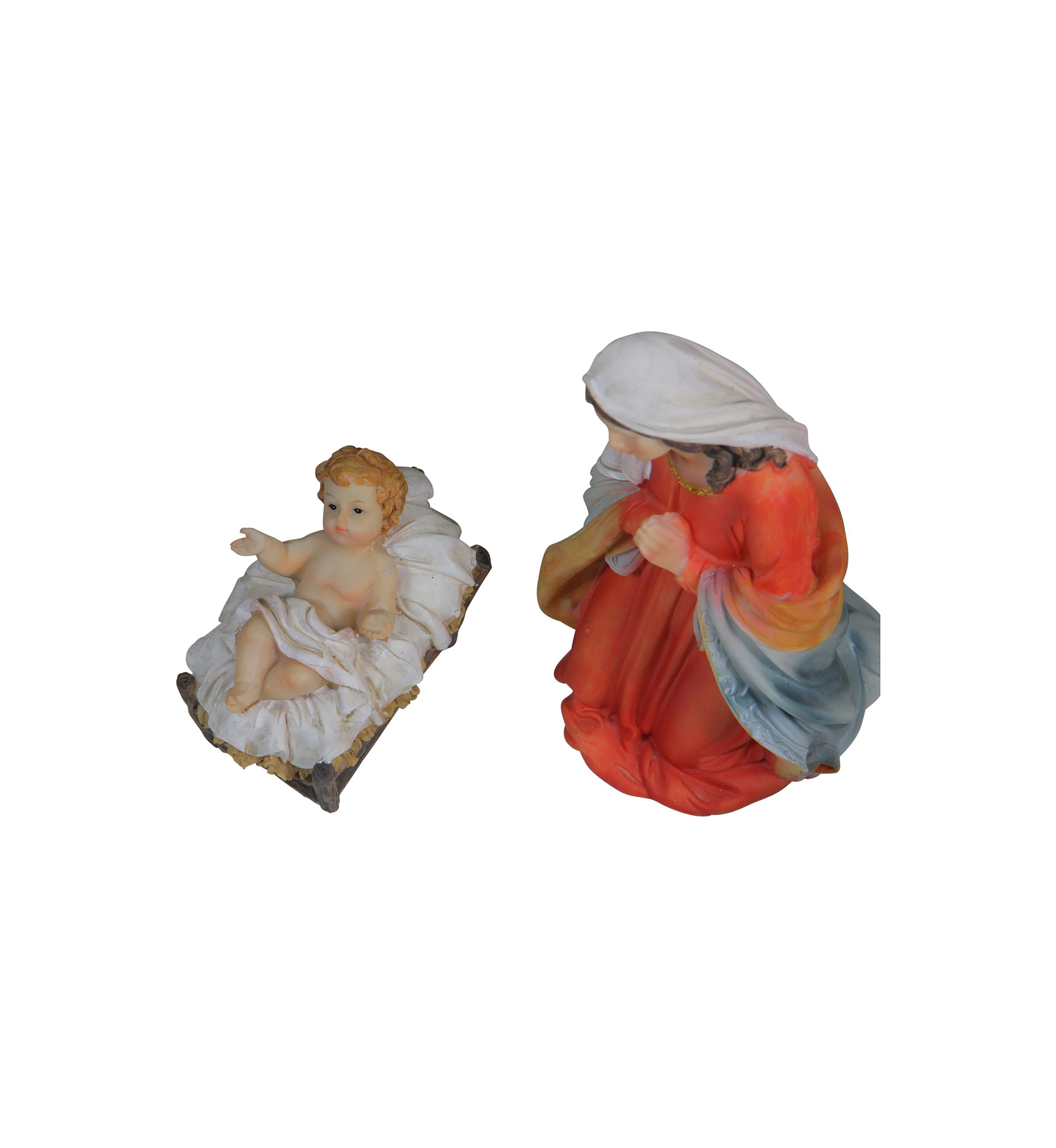 13-Piece Gray Traditional Religious Christmas Nativity Figurine with Stable 23.25Inch