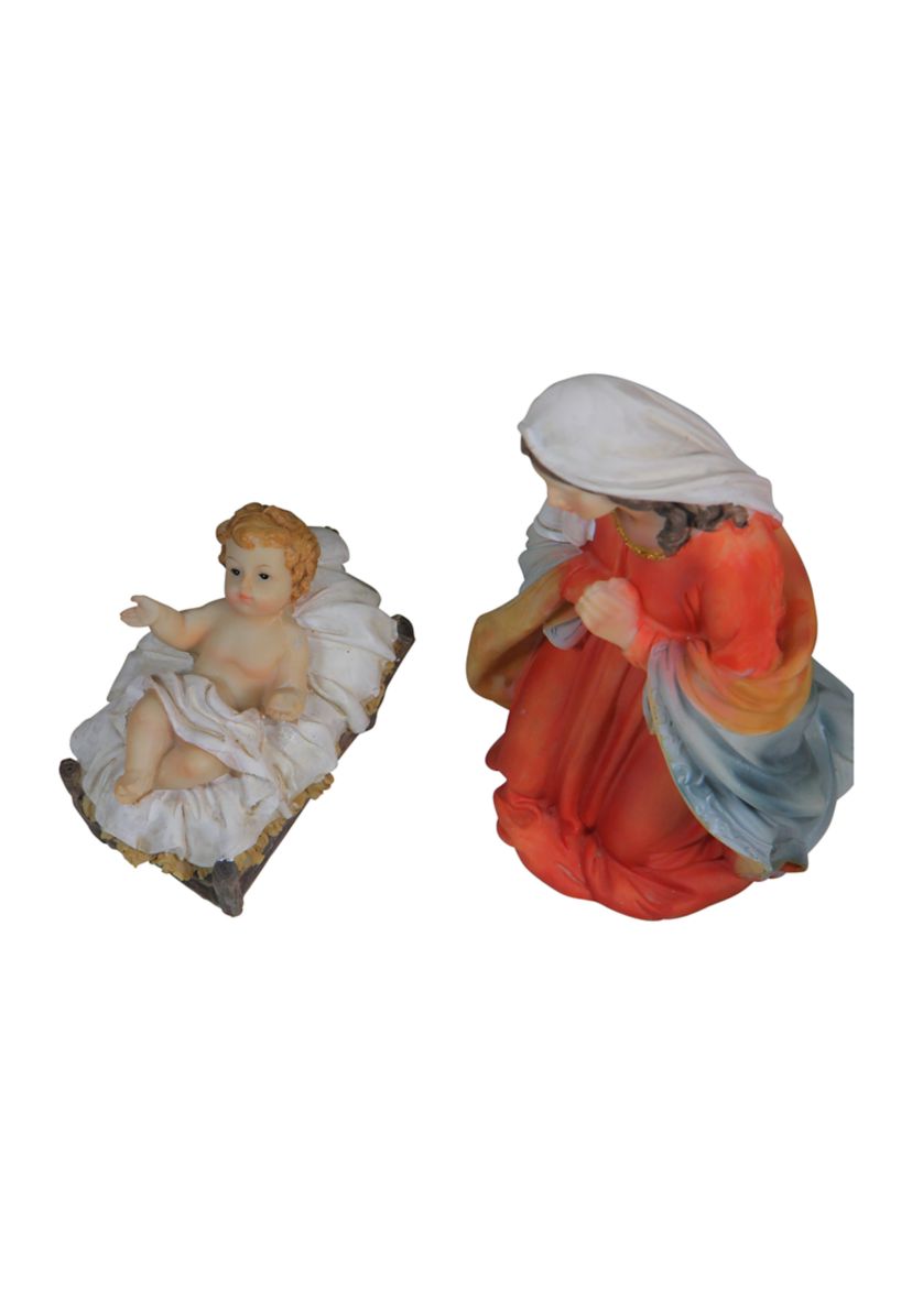 13-Piece Gray Traditional Religious Christmas Nativity Figurine with Stable 23.25Inch