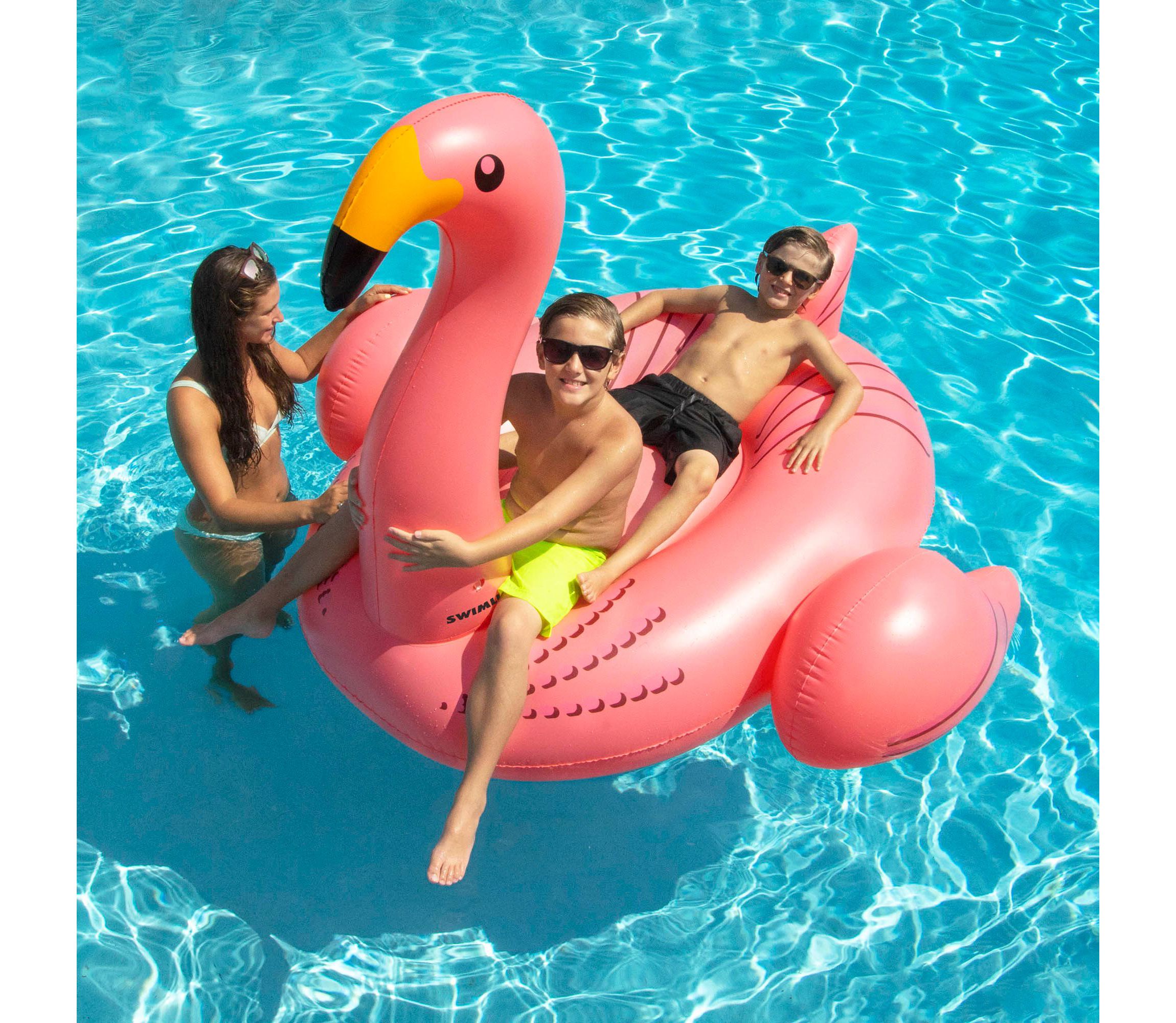 78" Inflatable Pink Giant Flamingo Swimming Pool Ride-On Float Toy
