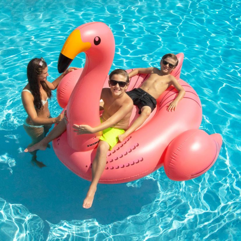 78" Inflatable Pink Giant Flamingo Swimming Pool Ride-On Float Toy