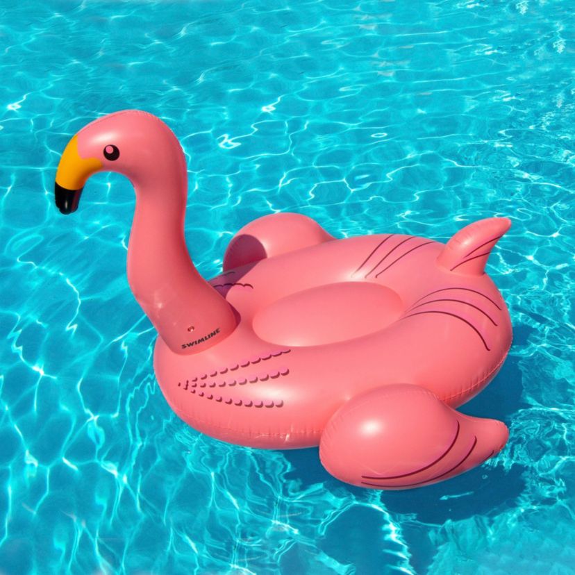 78" Inflatable Pink Giant Flamingo Swimming Pool Ride-On Float Toy
