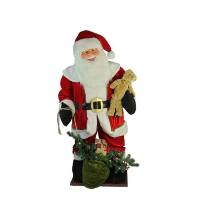 Northlight 6ft LED Lighted Musical Santa Claus with Gift Bag Christmas Inflatable Figurine, Red -  0093422385374