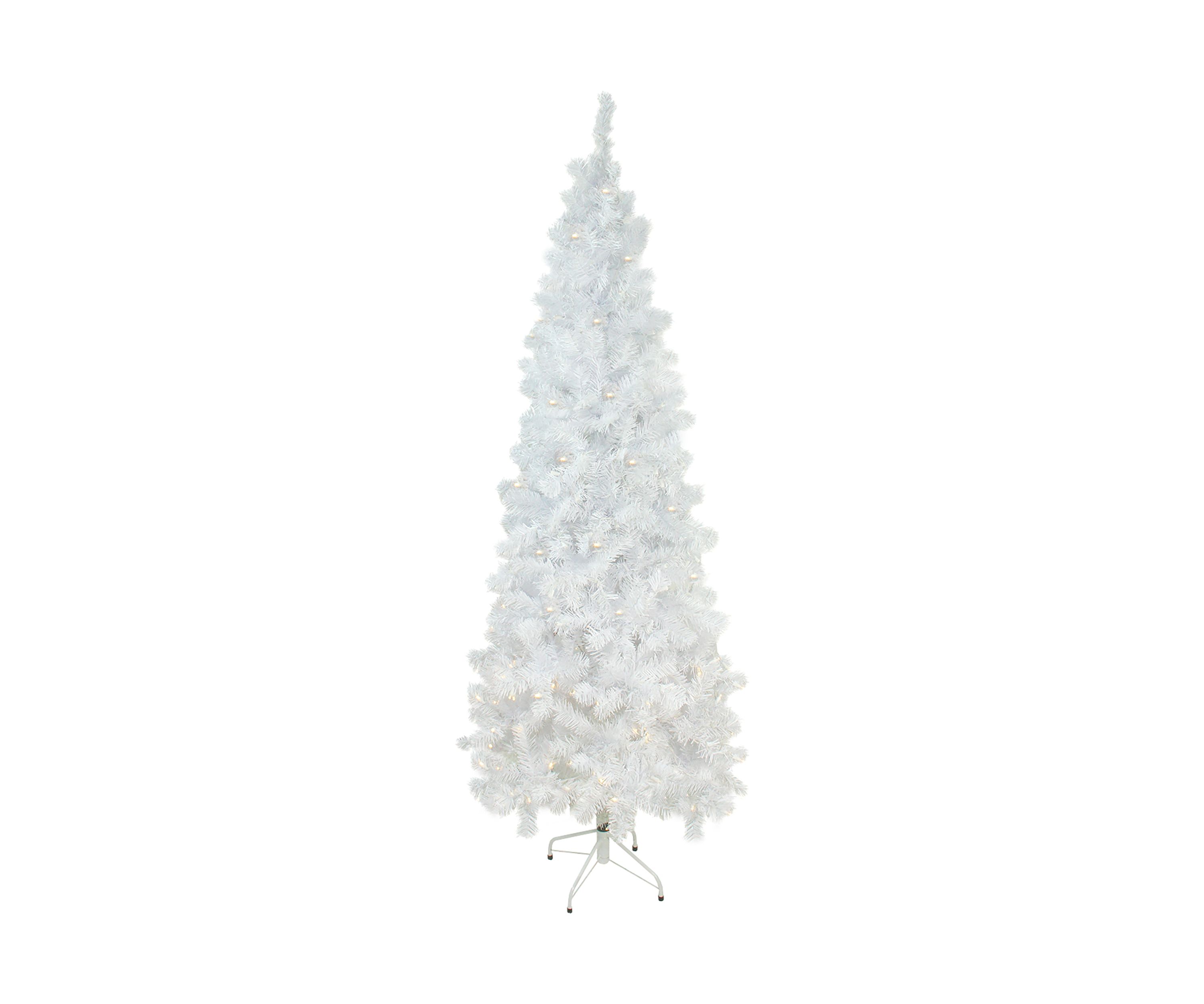 7.5 Pre-Lit White Pencil Pine Artificial Christmas Tree - Warm White LED Lights