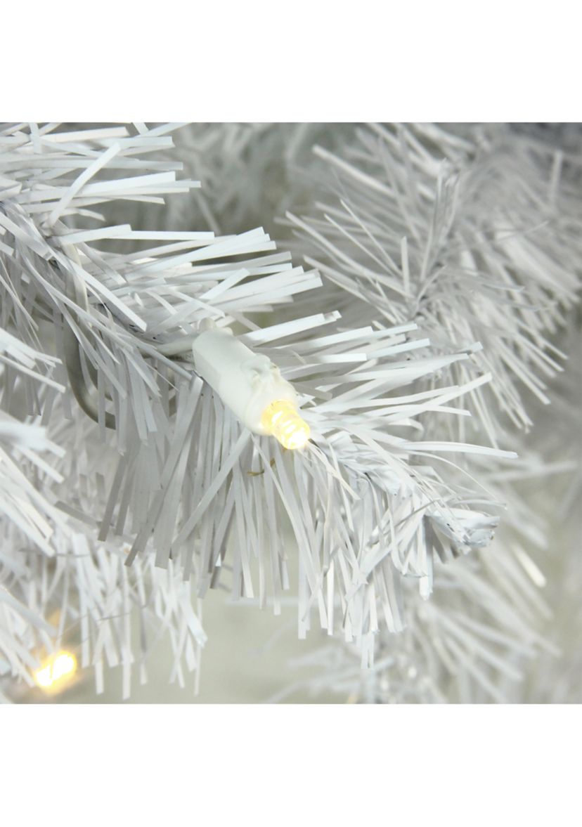 7.5 Pre-Lit White Pencil Pine Artificial Christmas Tree - Warm White LED Lights