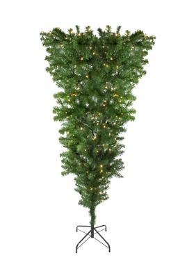 Northlight 6.5' Pre-Lit Upside Down Spruce Artificial Christmas Tree - Warm White LED Lights, Green -  0715833000119