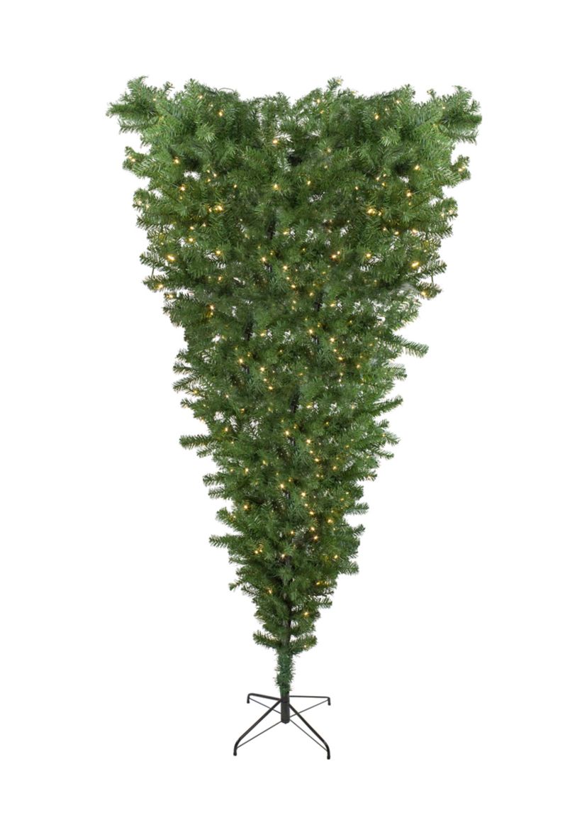 7.5 Pre-Lit Green Spruce Artificial Upside Down Christmas Tree - Warm White LED Lights