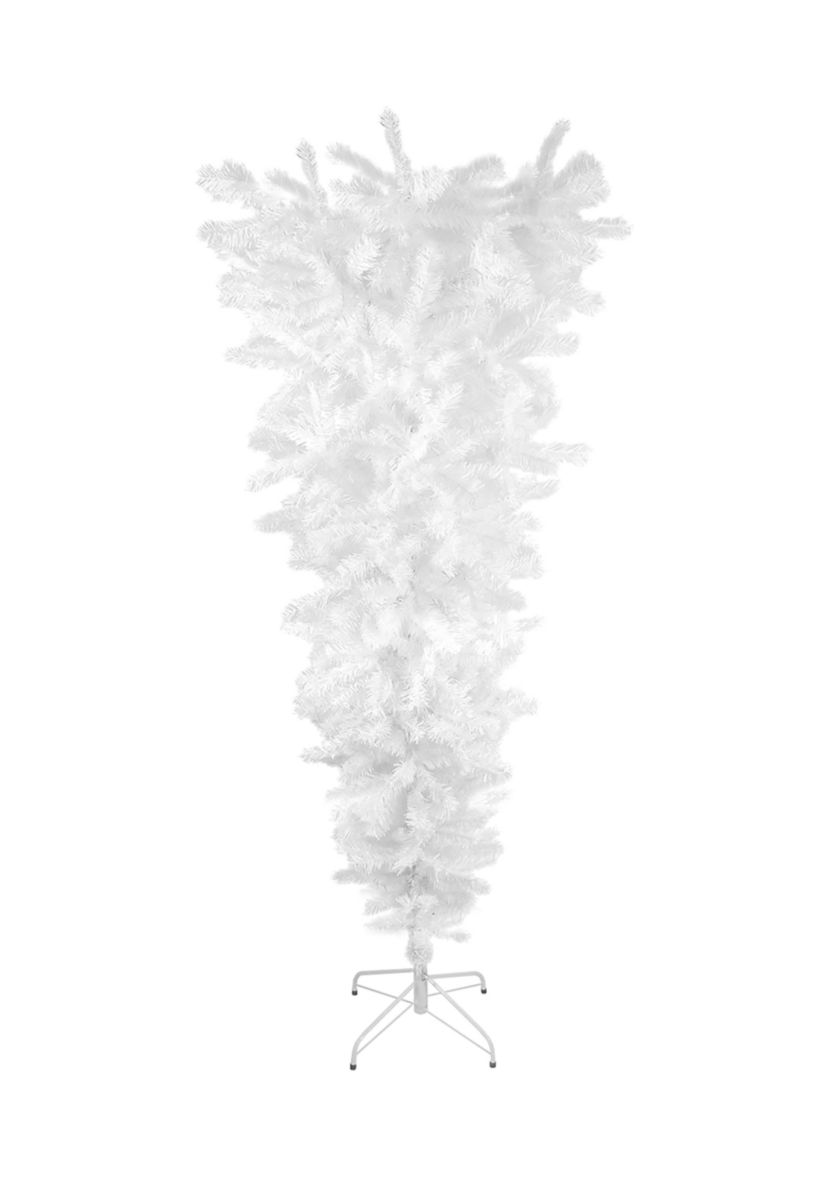 5.5 x 38Inch White Upside Down Spruce Medium Artificial Christmas Tree - Unlit