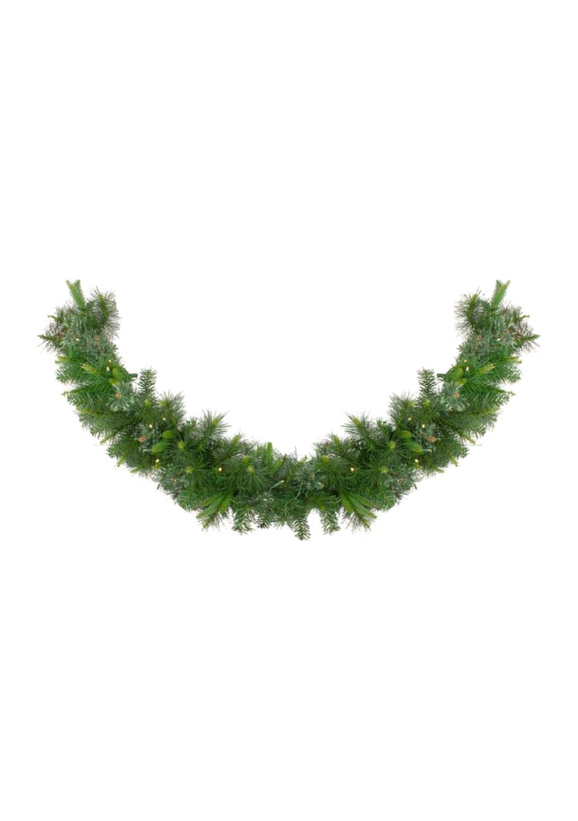 6 x 14Inch Pre-Lit Ashcroft Cashmere Pine Artificial Christmas Garland - Warm White LED Lights