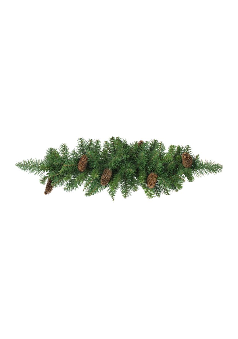 32Inch Green and Brown Pine Cones Artificial Christmas Swag - Unlit