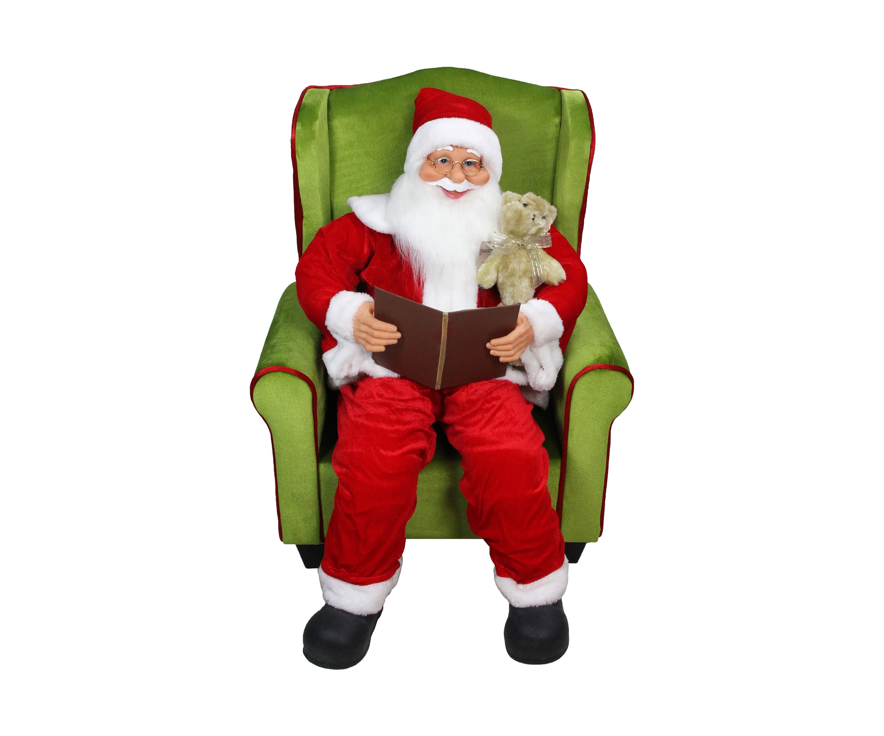 32Inch Jolly Santa Claus Sitting in Green Arm Chair Christmas Figurine