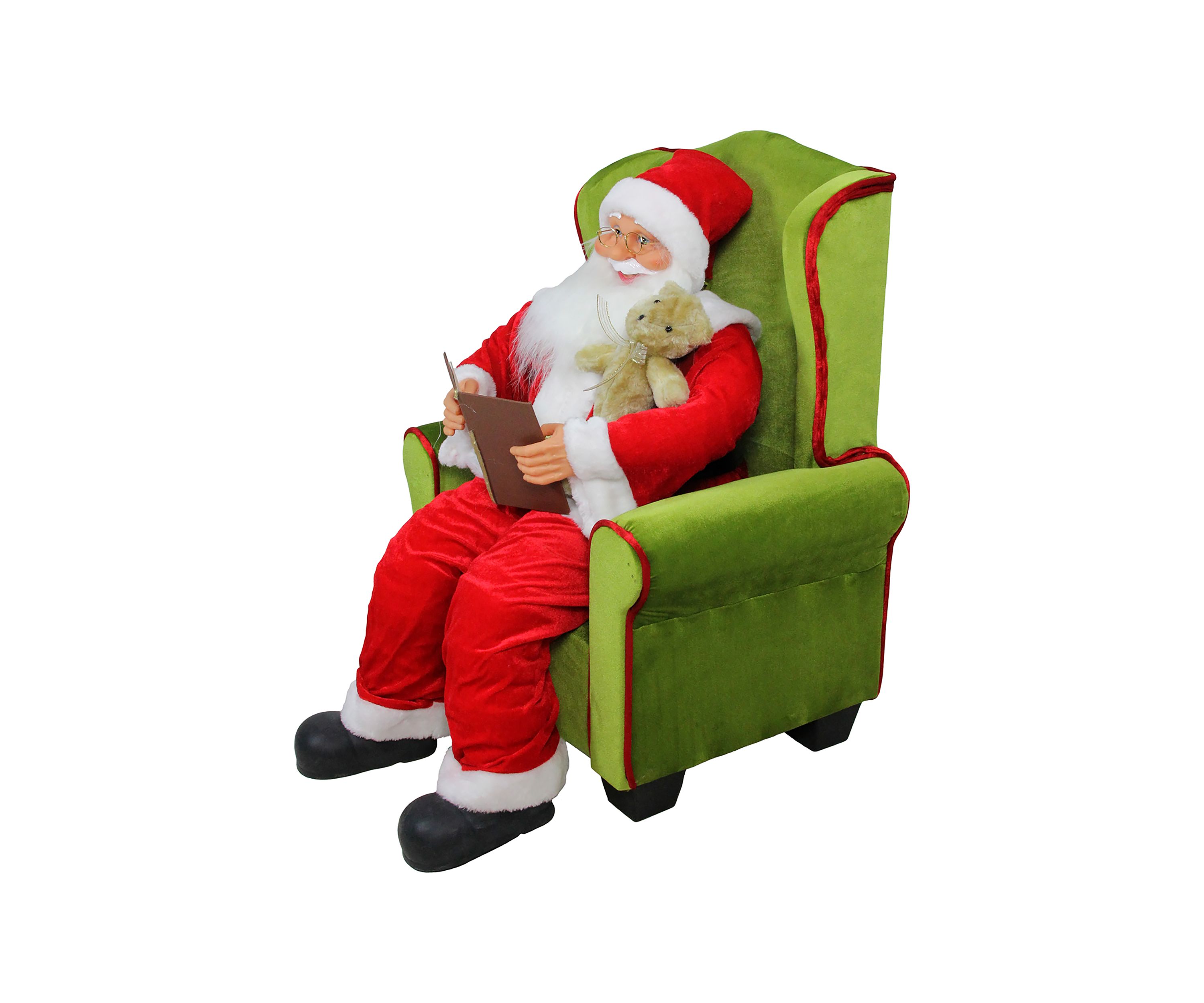 32Inch Jolly Santa Claus Sitting in Green Arm Chair Christmas Figurine